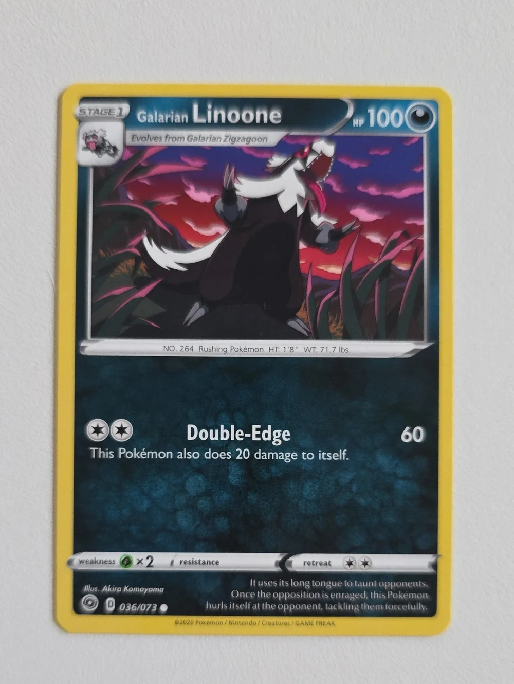Pokemon Galarian Linoone And Zigzagoon Card